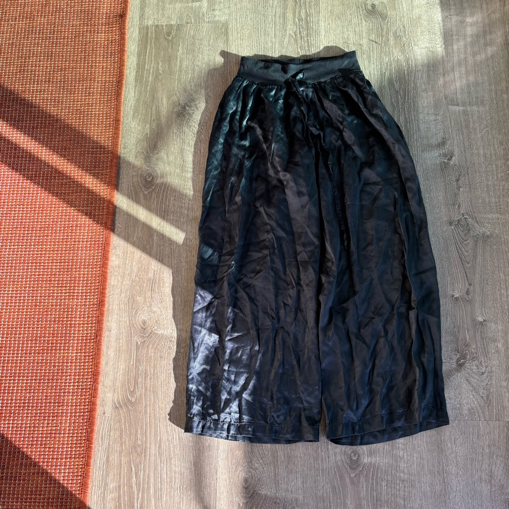 PJ Harlow Navy Silk Pajama Wideleg Pant
